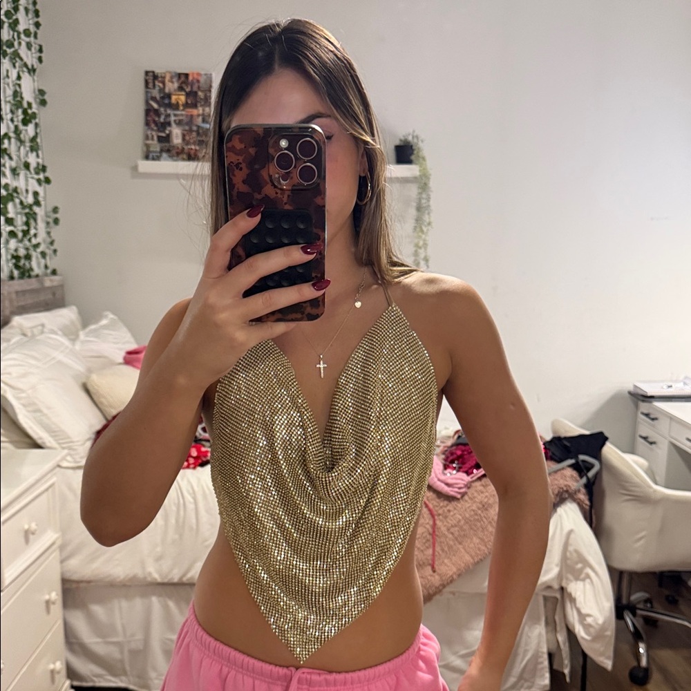 Gold Halter Top